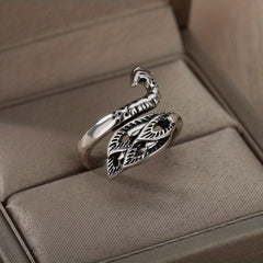 Gothic Vintage Peafowl Ring Zircon Adjustable Cuff Ring