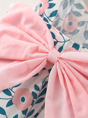 Kids Printed Leaf Cotton Dress With Bow