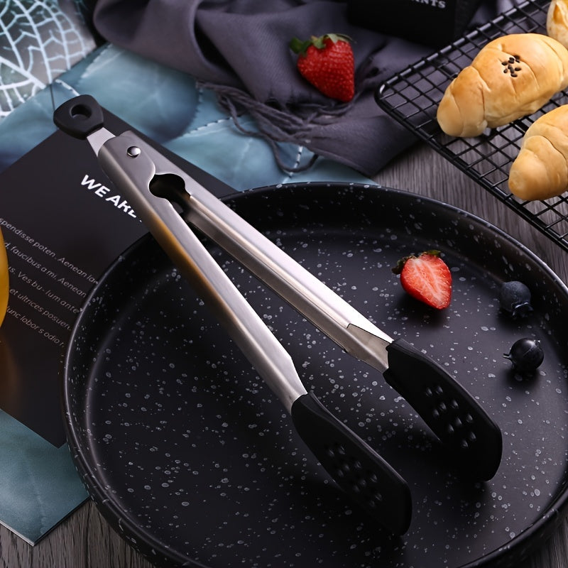 Stainless Steel Kitchen Tongs Silicone Food Clip Heat Resistant Clamp