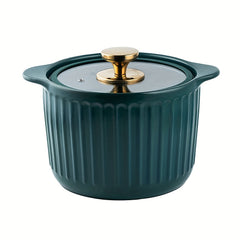 Ceramic 4L Deep Cooking Pot With Glass Lid, Heat Resistant Soup Pot