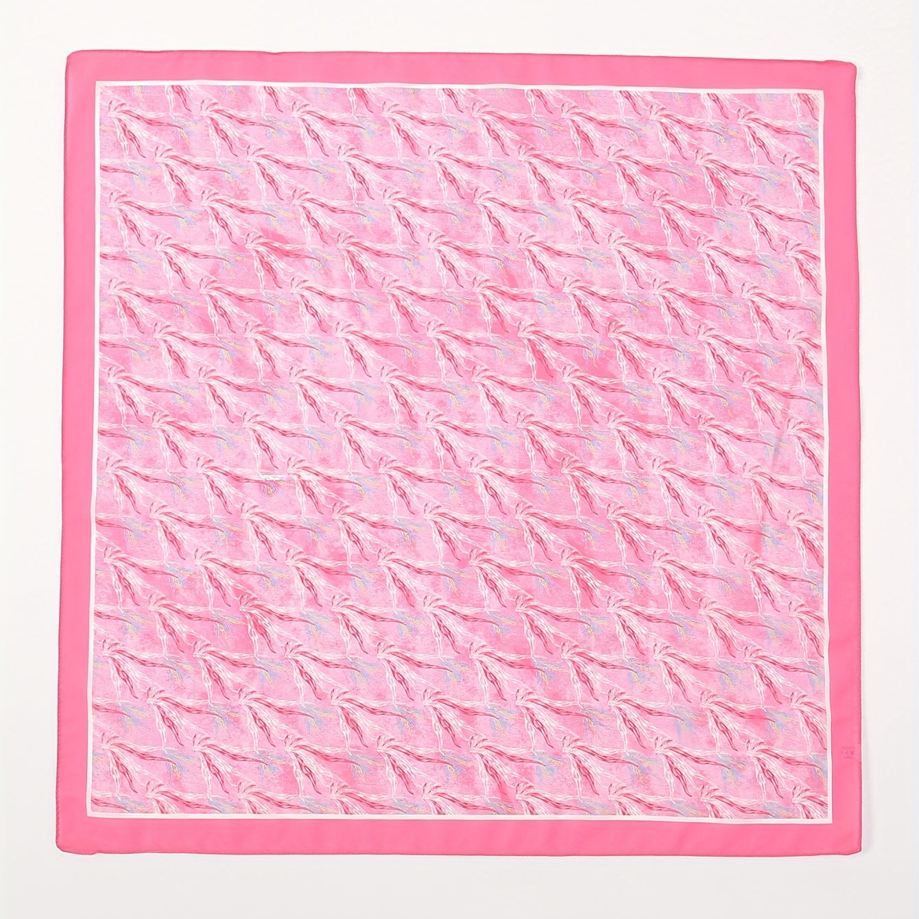 Pink Wheat Print Bandana Graffiti Neckerchief Silk Head Wrap Hair Accessories
