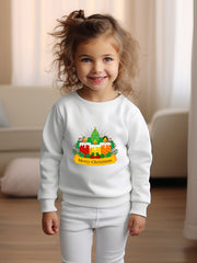 Christmas Cartoon Candles Print Girls Sweatshirt