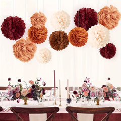 12pcs Halloween Party Decorations Tissue Paper Pom Poms Rustic Retro Baby Shower