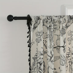 French Retro Bird Curtain Semi-shading Rod Pocket Curtains