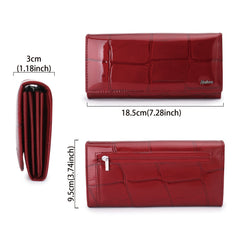 Women's Classic Bifold Wallet with Enamel Stone Pattern & Zip Pocket