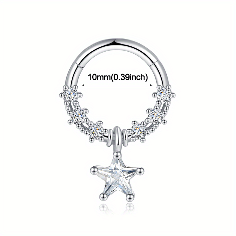 Zircon Inlaid Septum Nose Ring Body Piercing Jewelry