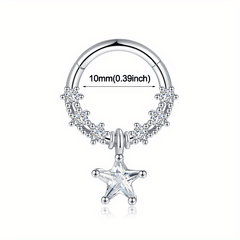 Zircon Inlaid Septum Nose Ring Body Piercing Jewelry