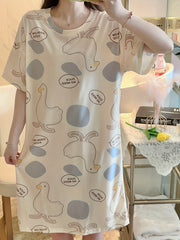 Duck Print NightDress Women's Sleepwear