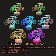 3D Car Night Light Optical Illusion Lamp - Dynamic Touch Remote Control LED