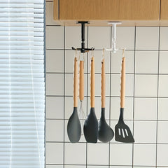 6-Hook Under Cabinet Utensil Holder, 360 Rotatable Kitchen Hooks