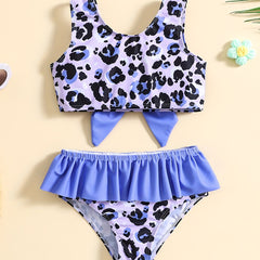 Baby Girls Leopard Print Bikini Set Halter Top Bottoms Swimsuit