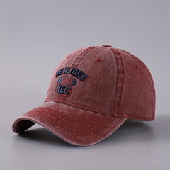 Men's Washed Denim Baseball Cap with Embroidery Letter