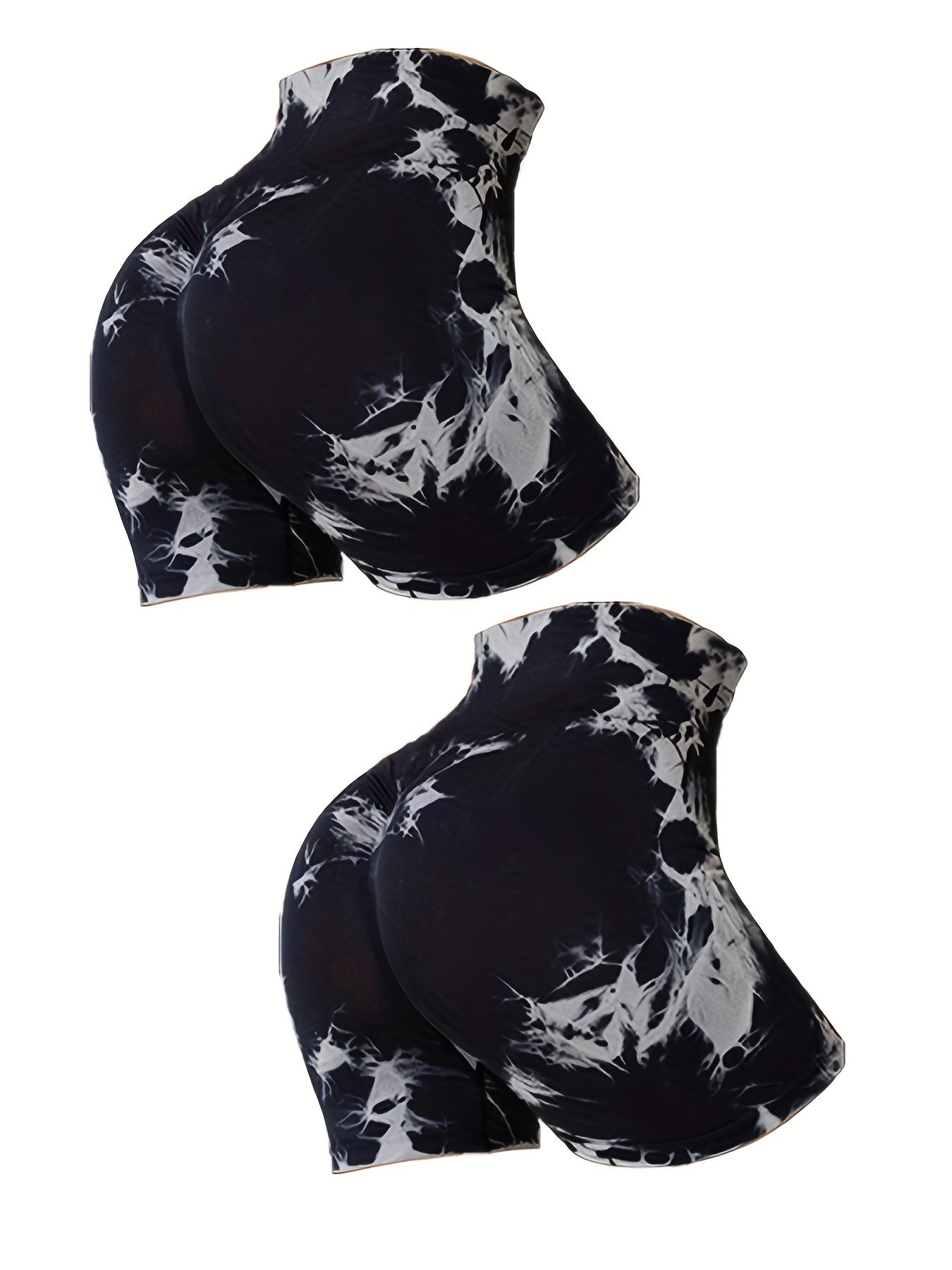 Tie Dye High Waist Seamless Yoga Shorts - Butt Lifting Biker Short