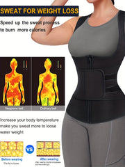 Waist Training Sweat Sauna Tank Top Tummy Control Zipper Women's Activewear