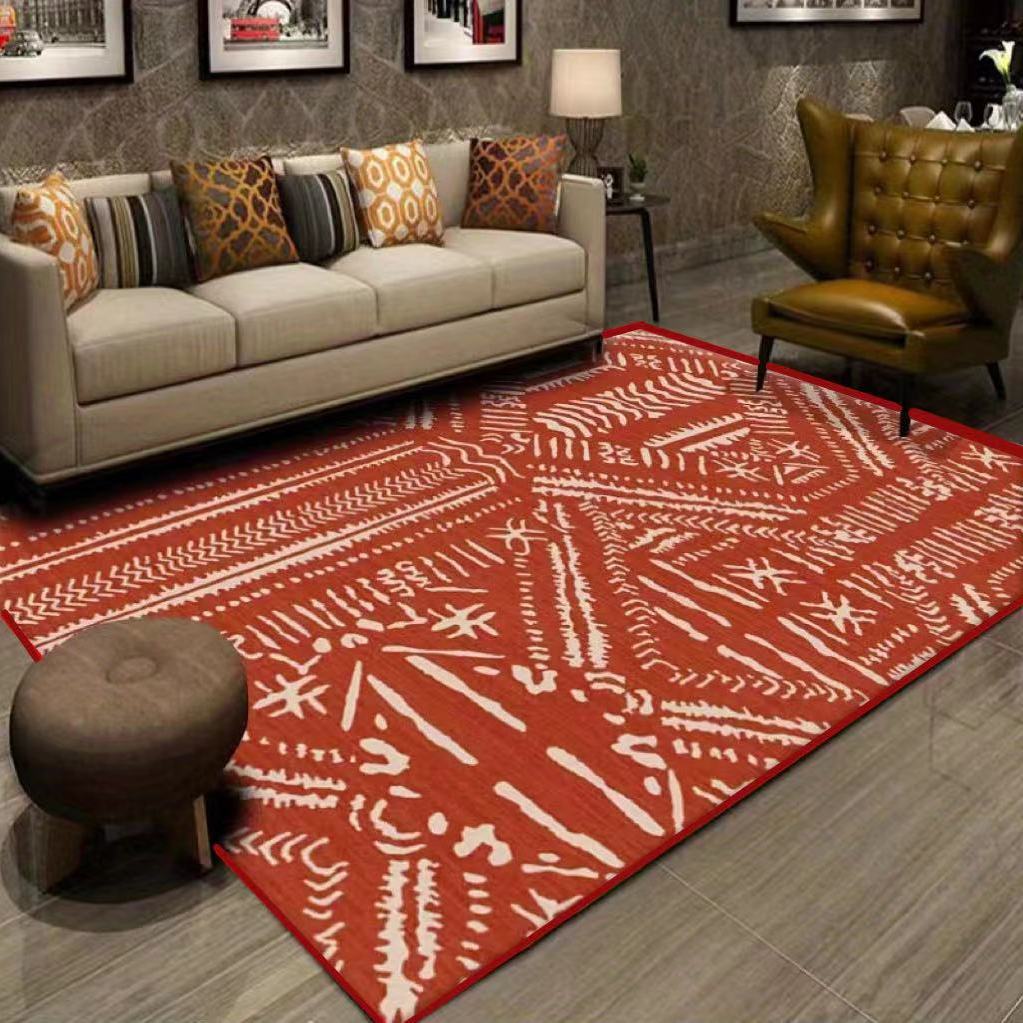 Red Nordic Style Carpet with Tassel for Living Room and Bedroom Decor