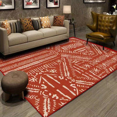 Red Nordic Style Carpet with Tassel for Living Room and Bedroom Decor