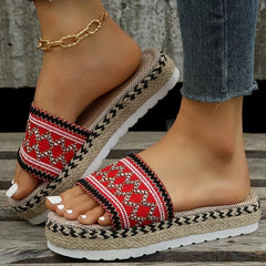 Women's Geometric Platform Sandals Slip-On Summer Espadrille Comfort Shoes
