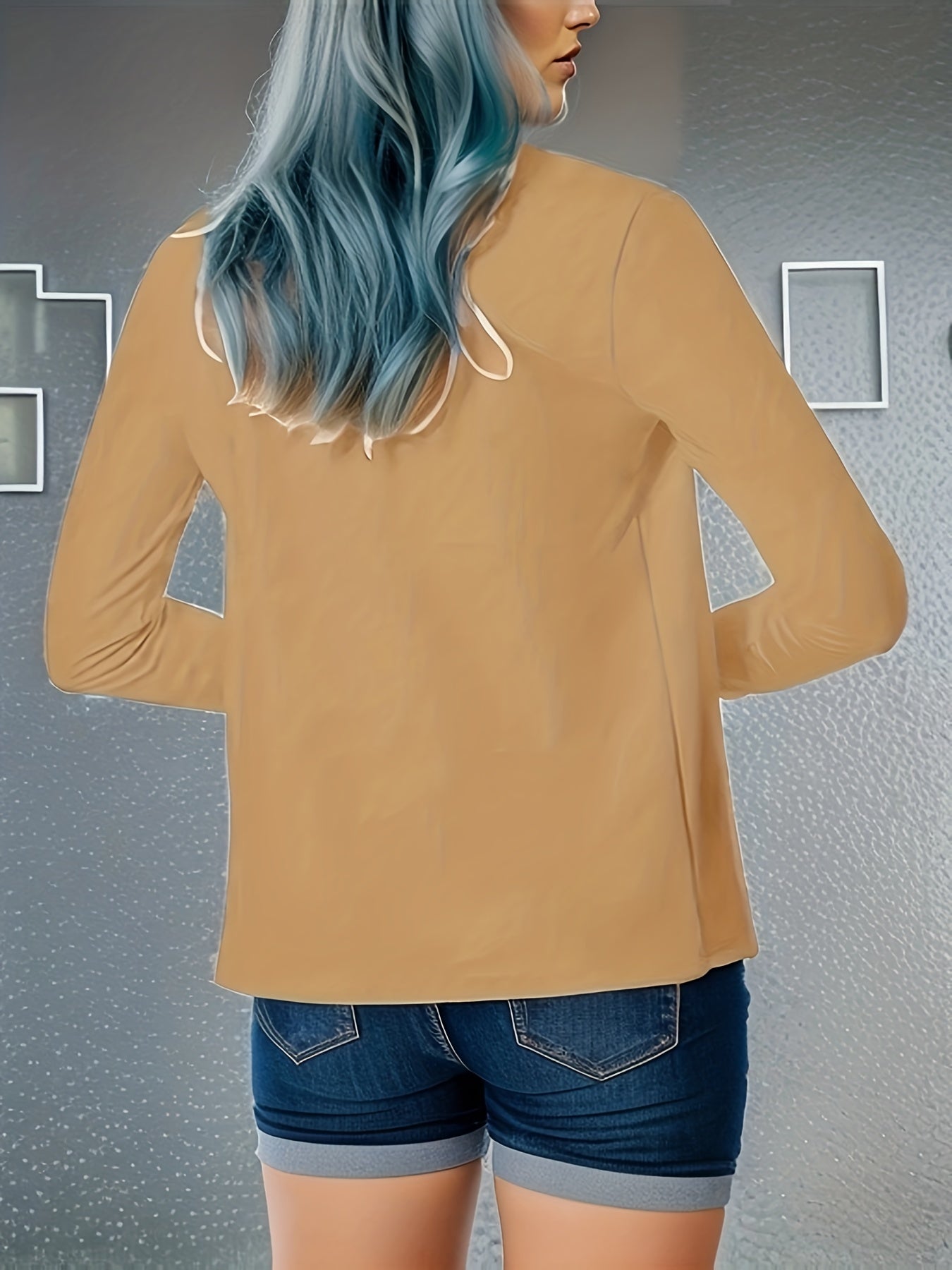 Casual Solid Loose Blazer Long Sleeve Open Front Office Work Coats