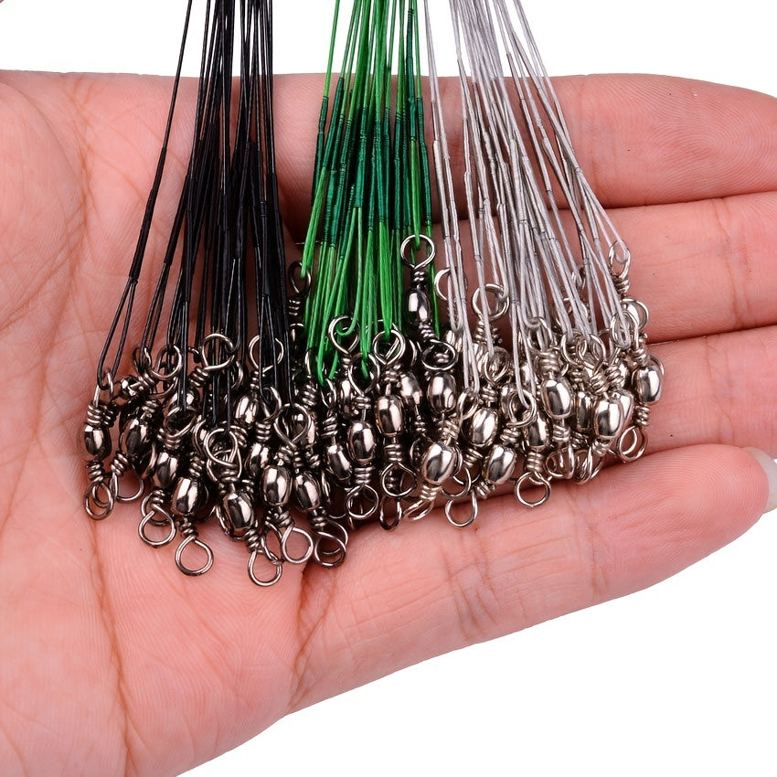 10pcs Steel Fishing Wire with Swivel Rings for Stronger Catches