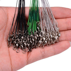 10pcs Steel Fishing Wire with Swivel Rings for Stronger Catches