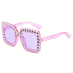 Oversized Rhinestone Decor Sunglasses Gradient Glasses UV400