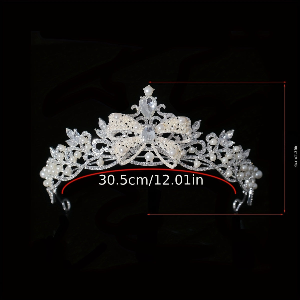 Faux Pearl Crystal Crown Queen Tiara Head Jewelry Wedding Bridal Hair