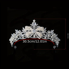 Faux Pearl Crystal Crown Queen Tiara Head Jewelry Wedding Bridal Hair