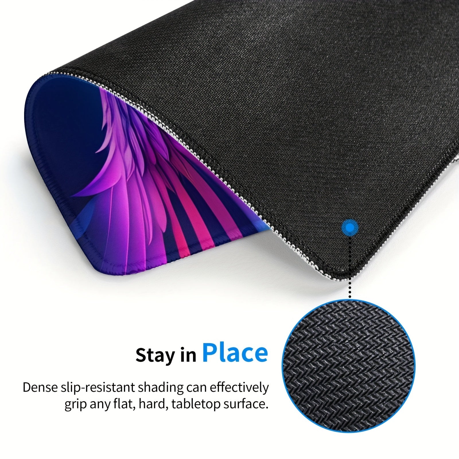 Square Sewn Edge Mouse Pad Eagle Wings Pattern Office Home Gaming Desktop Laptop