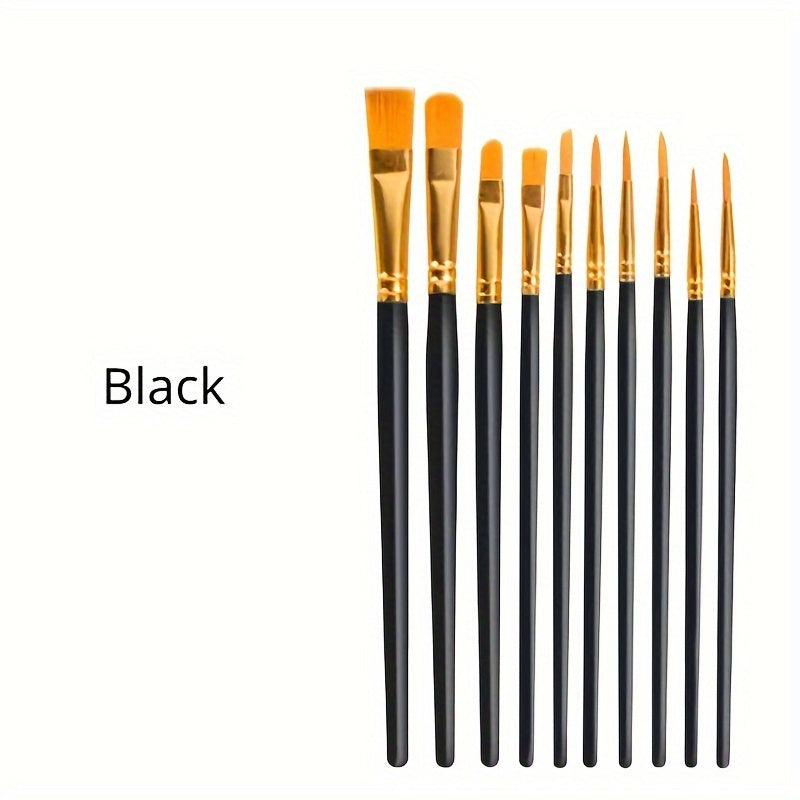 10pcs Professional Paint Brushes Set Artist Nylon Hair Watercolor