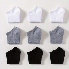 9 Pairs Solid Ankle Socks Women's Stockings & Hosiery