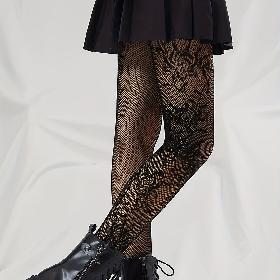 Flower Pattern Fishnet Tights Pantyhose