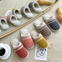 Men's Striped Fleece Cozy Non slip Slippers Winter