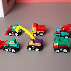6 Mini Pull Back Cars Set Fire Truck Engineering Car Model Random