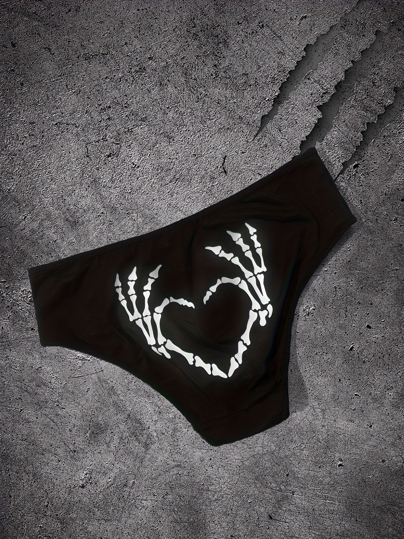 3pcs Skull & Spider Web Print Briefs Halloween Panties Women's Lingerie