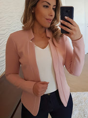 Solid Open Front Blazer Long Sleeve Work Office Outerwear Women's Clothing