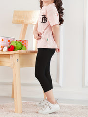 4pcs Little Girl's Cropped Leggings Modal Thin Sports Pants