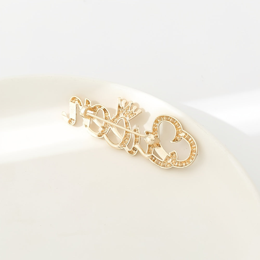 Rhinestone Inlaid Queen Crown Scarf Pin Brooch