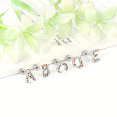 Colorful Rhinestone Letter Stud Earrings Initial A Minimalist Jewelry Gift