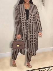 Houndstooth Cardigan & Pants 2-Piece Set