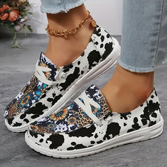 Women's Printed Canvas Shoes Casual Lace Low Top Lightweight Outdoor Sneakers