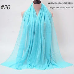 Plain Hijab Caps Scarf Polyester Wrap Elastic Shawls Soft Headband Snood