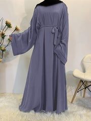 Casual Abaya Dress Women's Plus Solid Long Sleeve Round Neck Maxi Jala