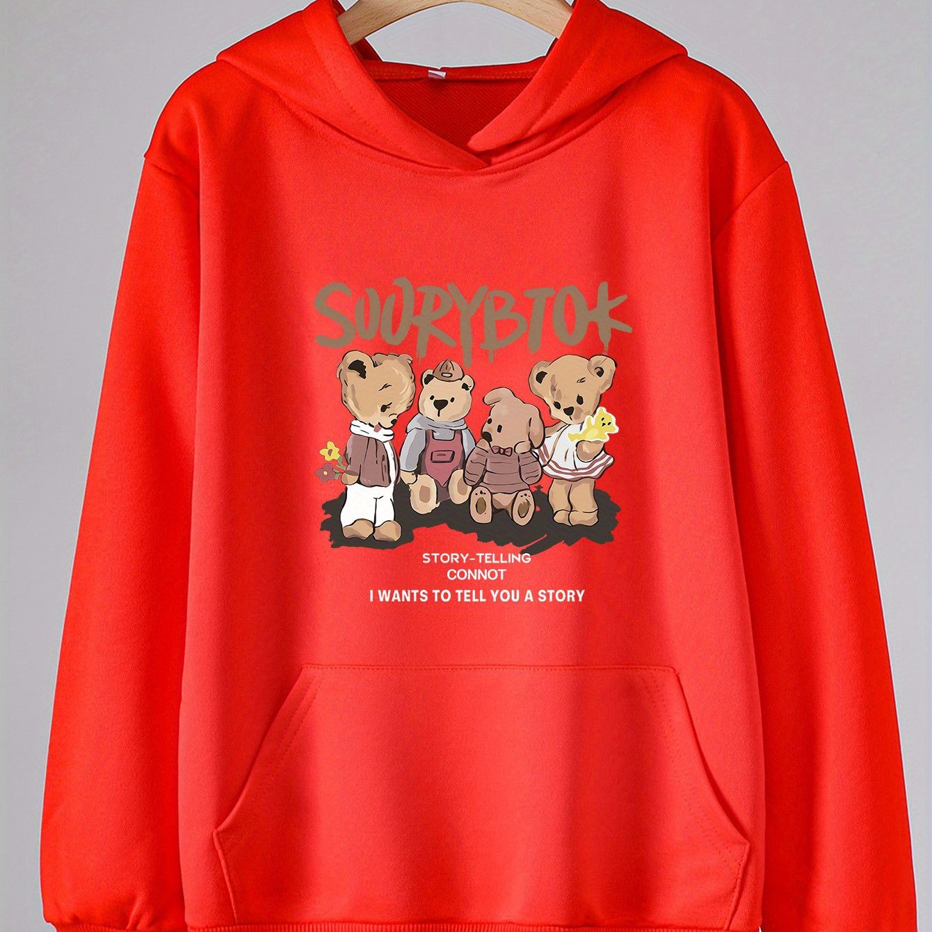 Girls Cartoon Bears Pattern Hooded Sweatshirt for Spring and Autumn