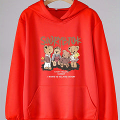 Girls Cartoon Bears Pattern Hooded Sweatshirt for Spring and Autumn