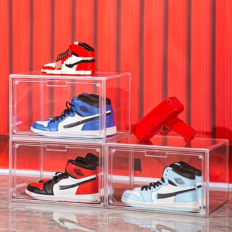 Transparent Shoe Box w/ Magnetic Door Plastic Shoes Storage Container