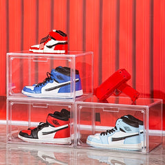 Transparent Shoe Box w/ Magnetic Door Plastic Shoes Storage Container