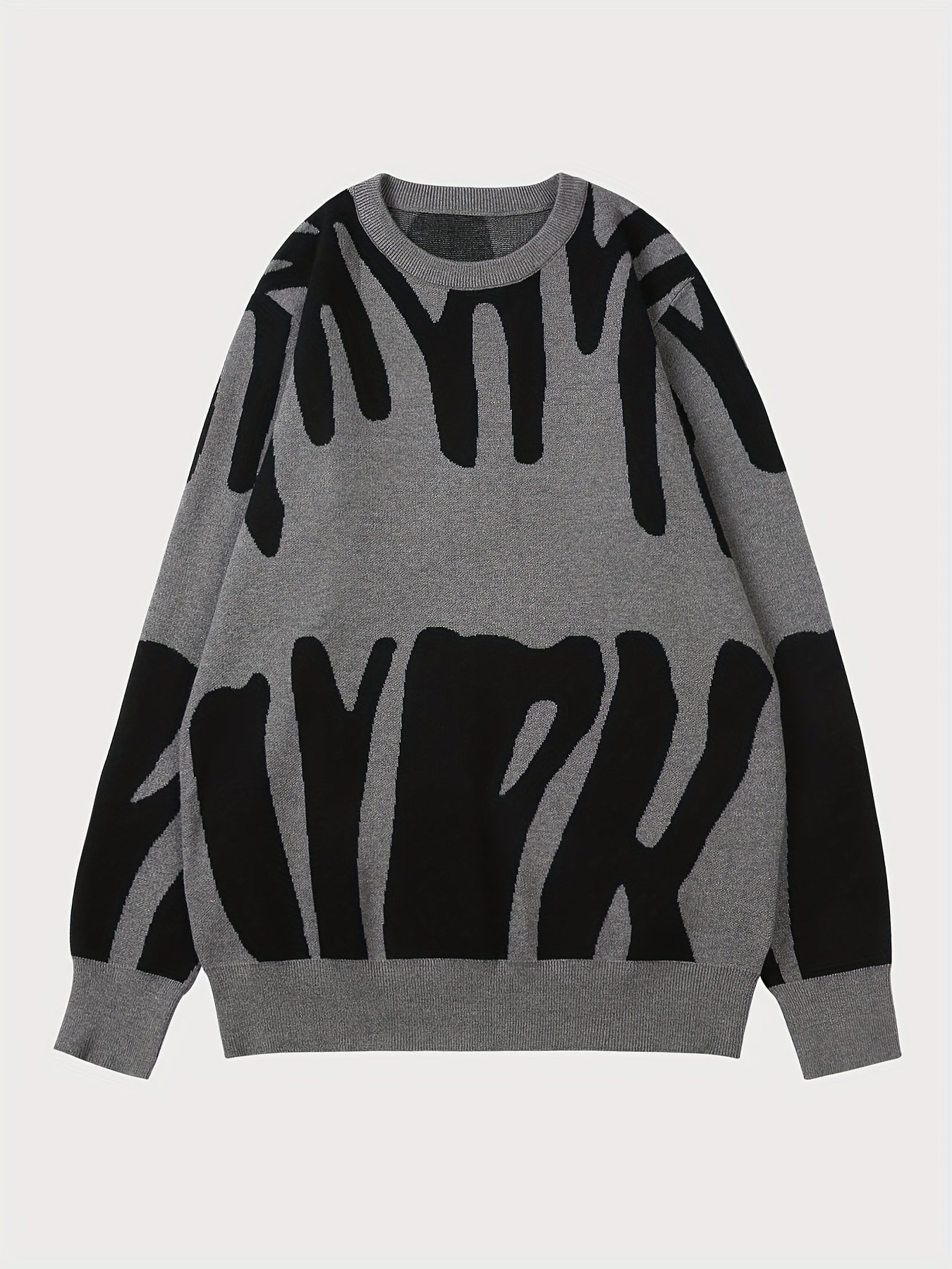 Men's Geometric Cable Sweater High Stretch Pullover
