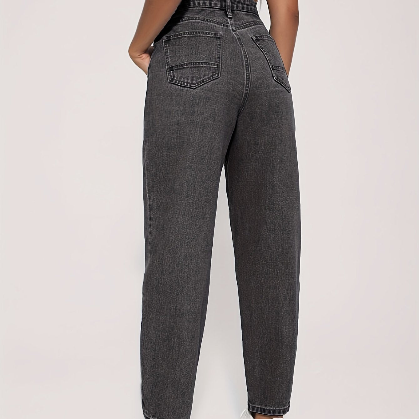 Grey Straight Jeans Loose Fit Casual Denim Pants Women's Clothing