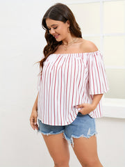 Stripe Off Shoulder Loose Blouse