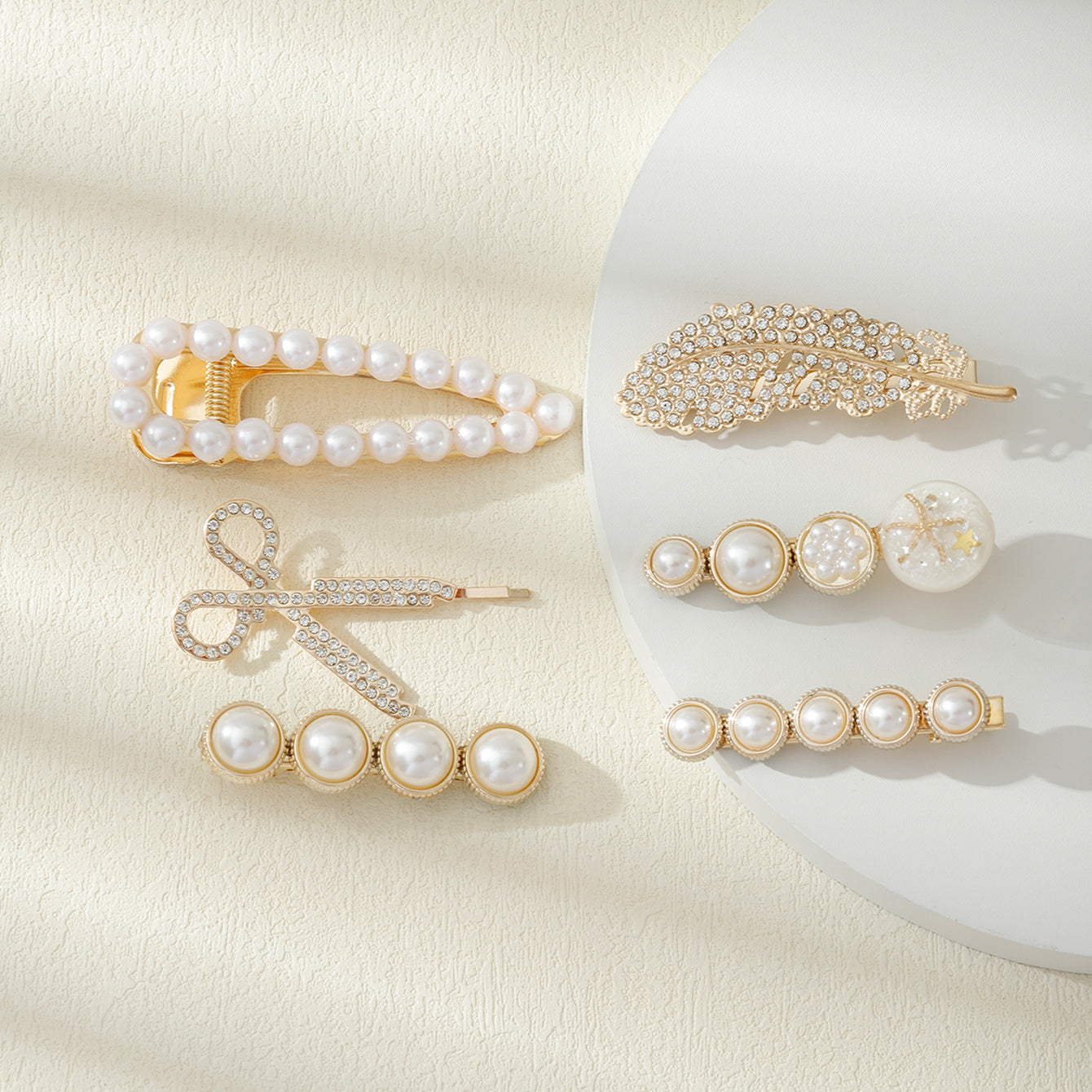 6pcs Pearl Rhinestone Hair Clips Barrettes Hairpin Hair Accessories